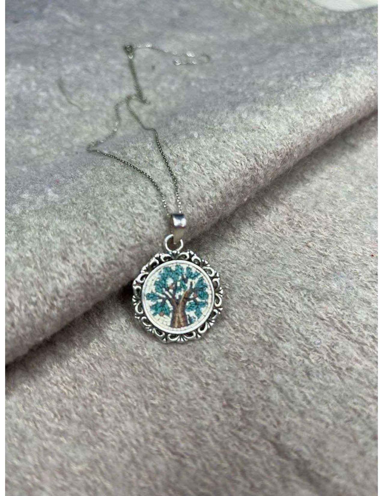 Steel Mosaic Tree Necklace