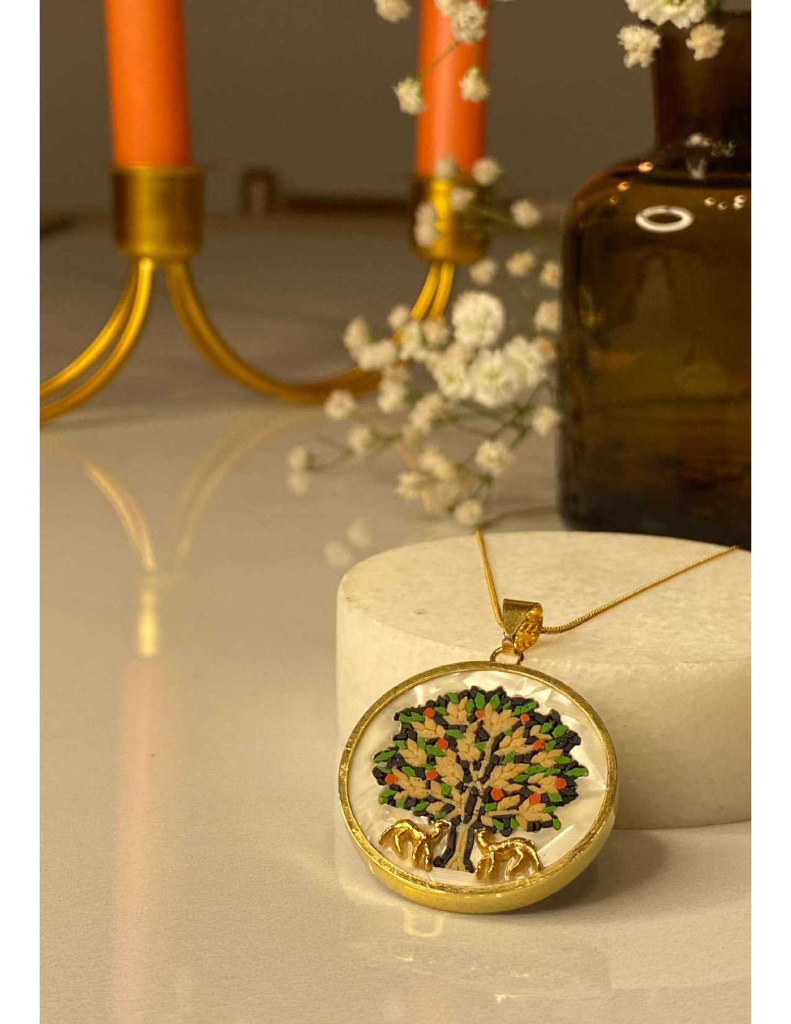 18K Gold Mosaic Necklace