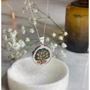 Silver Mosaic Necklace Tree of Life