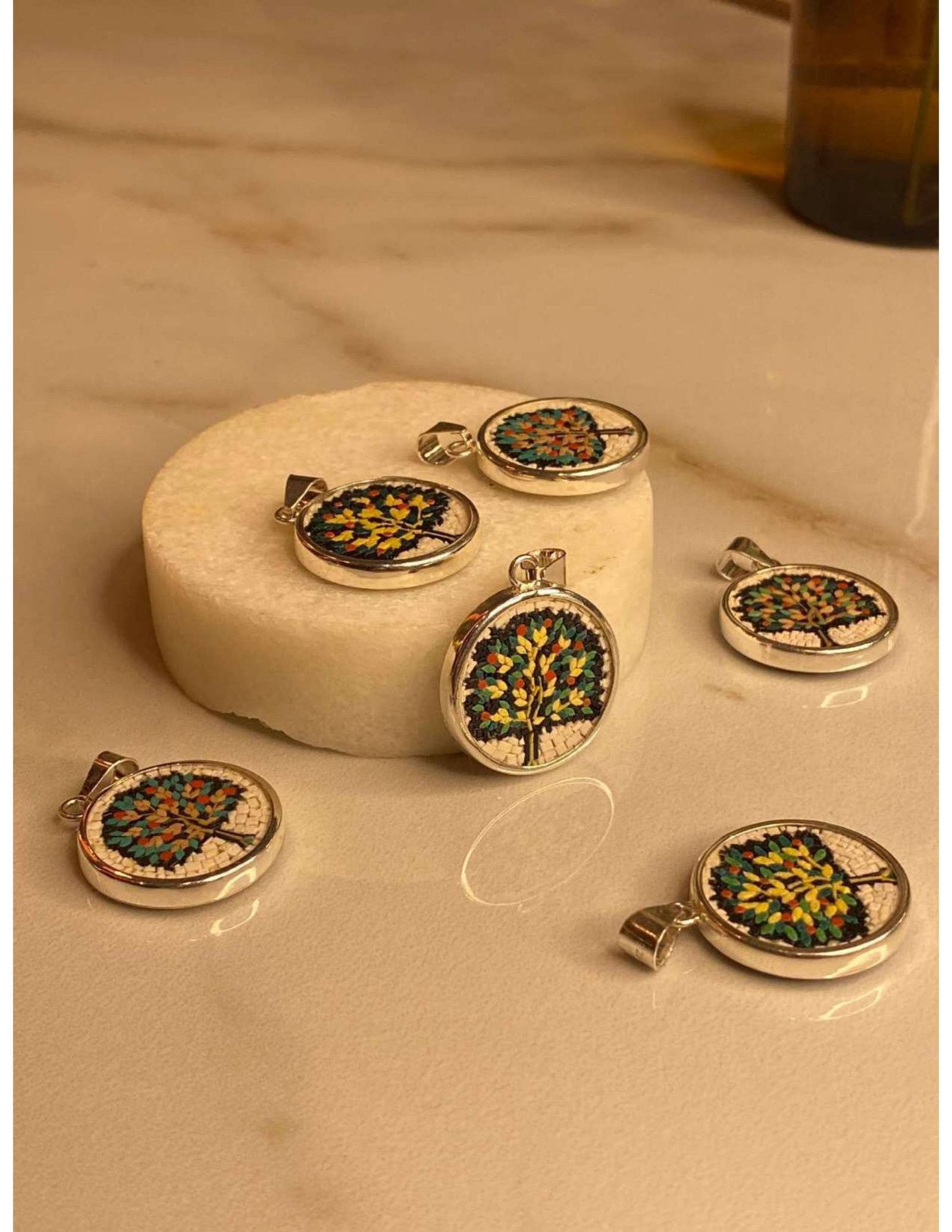 Silver Mosaic Necklace Tree of Life