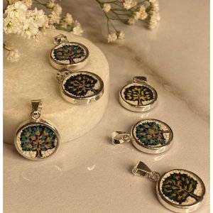 Silver Madaba Tree Mosaic Necklace