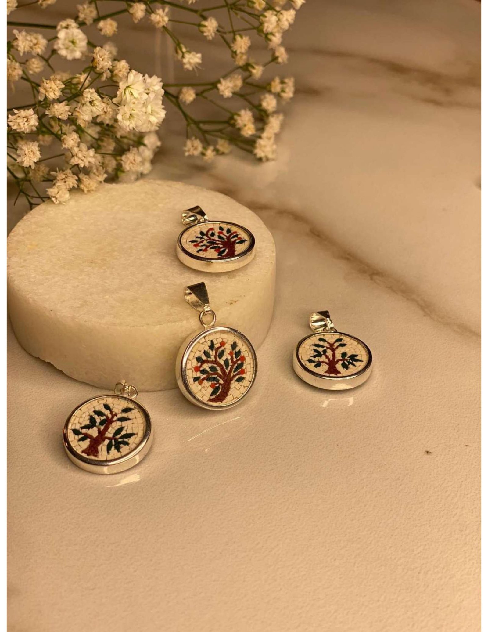 Silver Mosaic Tree Necklace