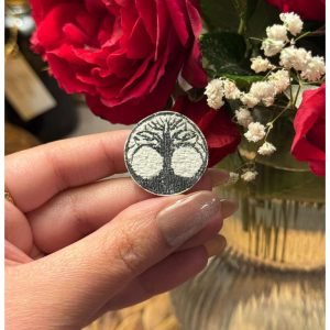 Mosaic Tree Necklace with silver and gold frame