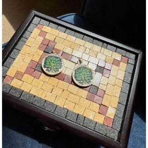 Double face Tree of Life Mosaic necklace 18k gold