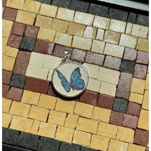 Silver Butterfly Mosaic Necklace