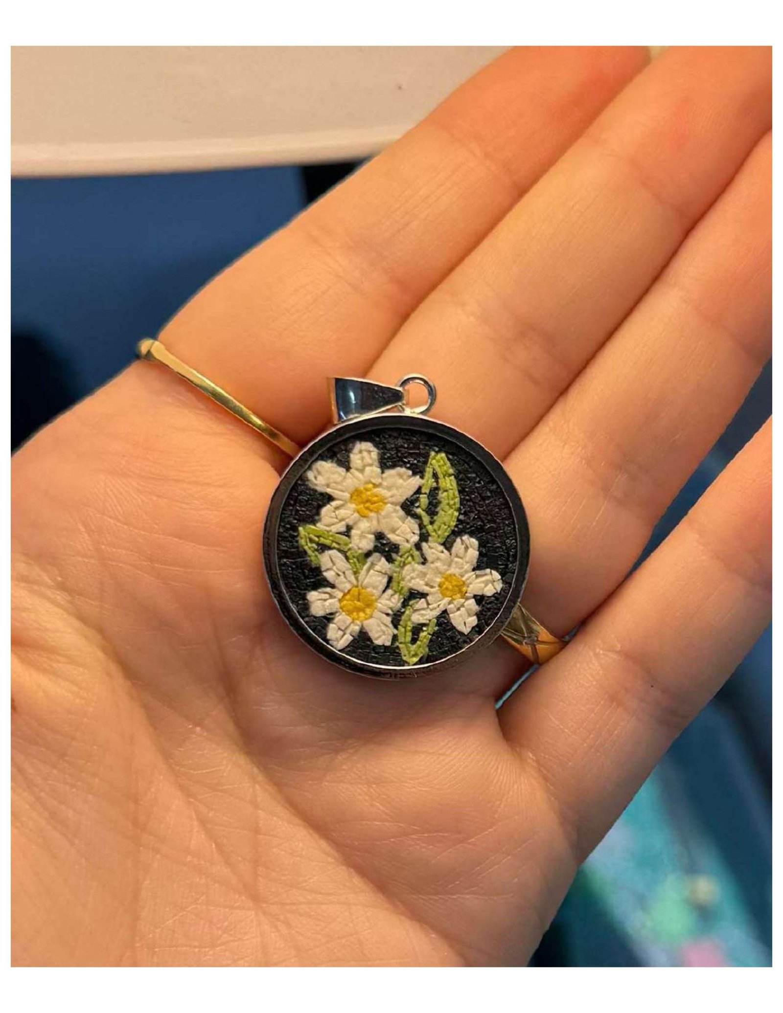 Black Mosaic Tree Necklace – Silver