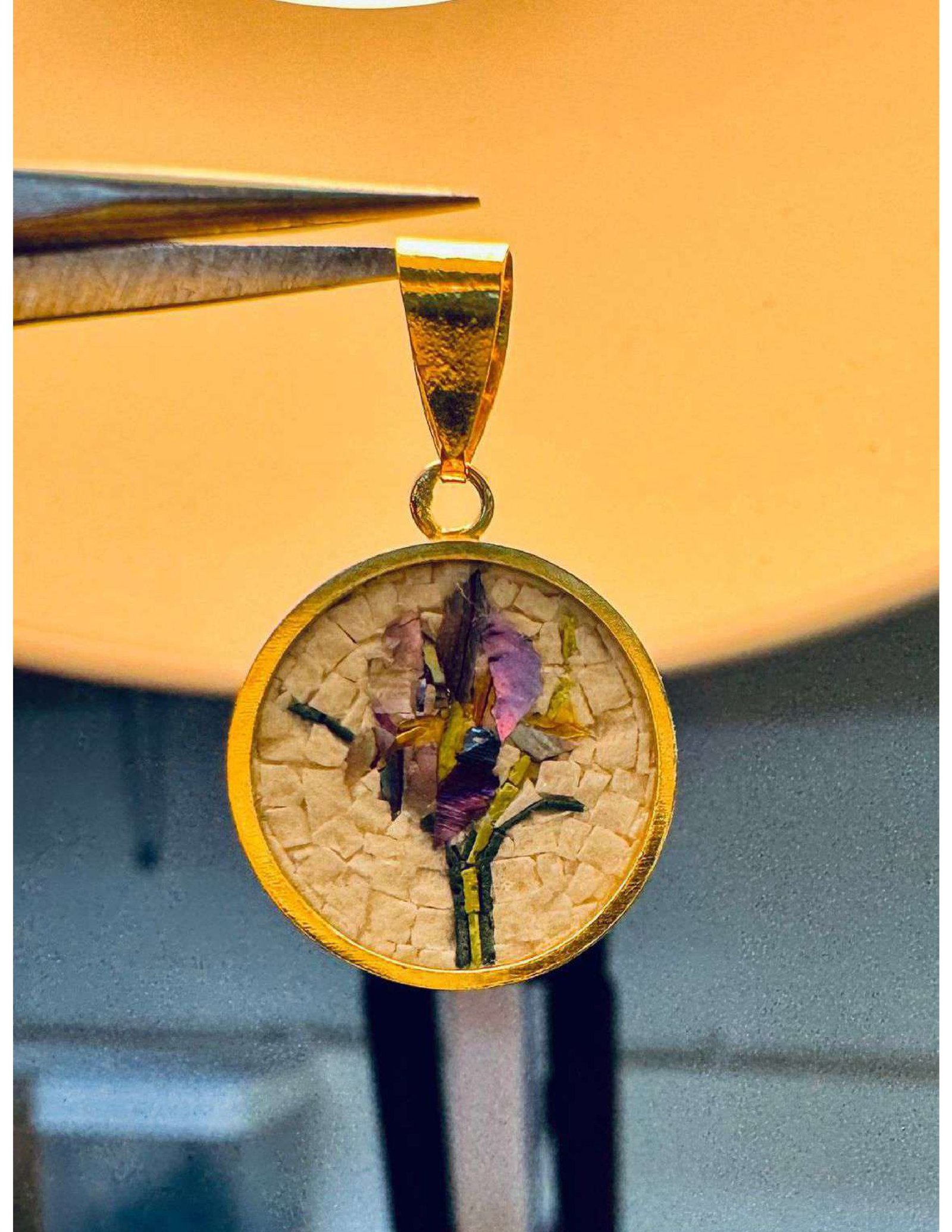 Seashell Black Iris Mosaic Necklace