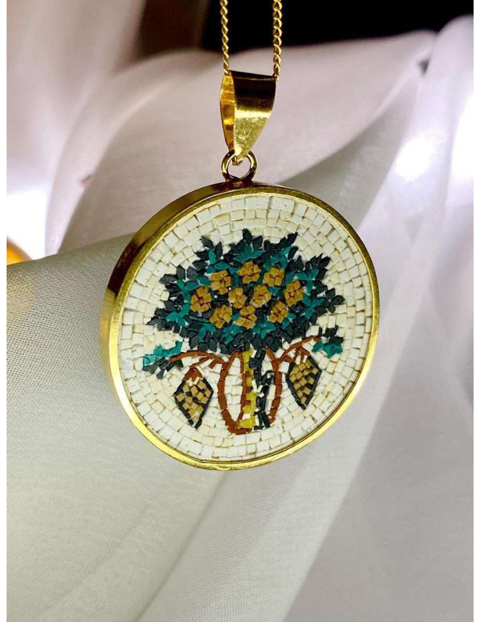 Madaba Tree Gold Mosaic Necklace
